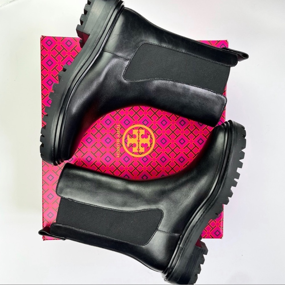 TORY BURCH Black Benton Boot with Lug Sole